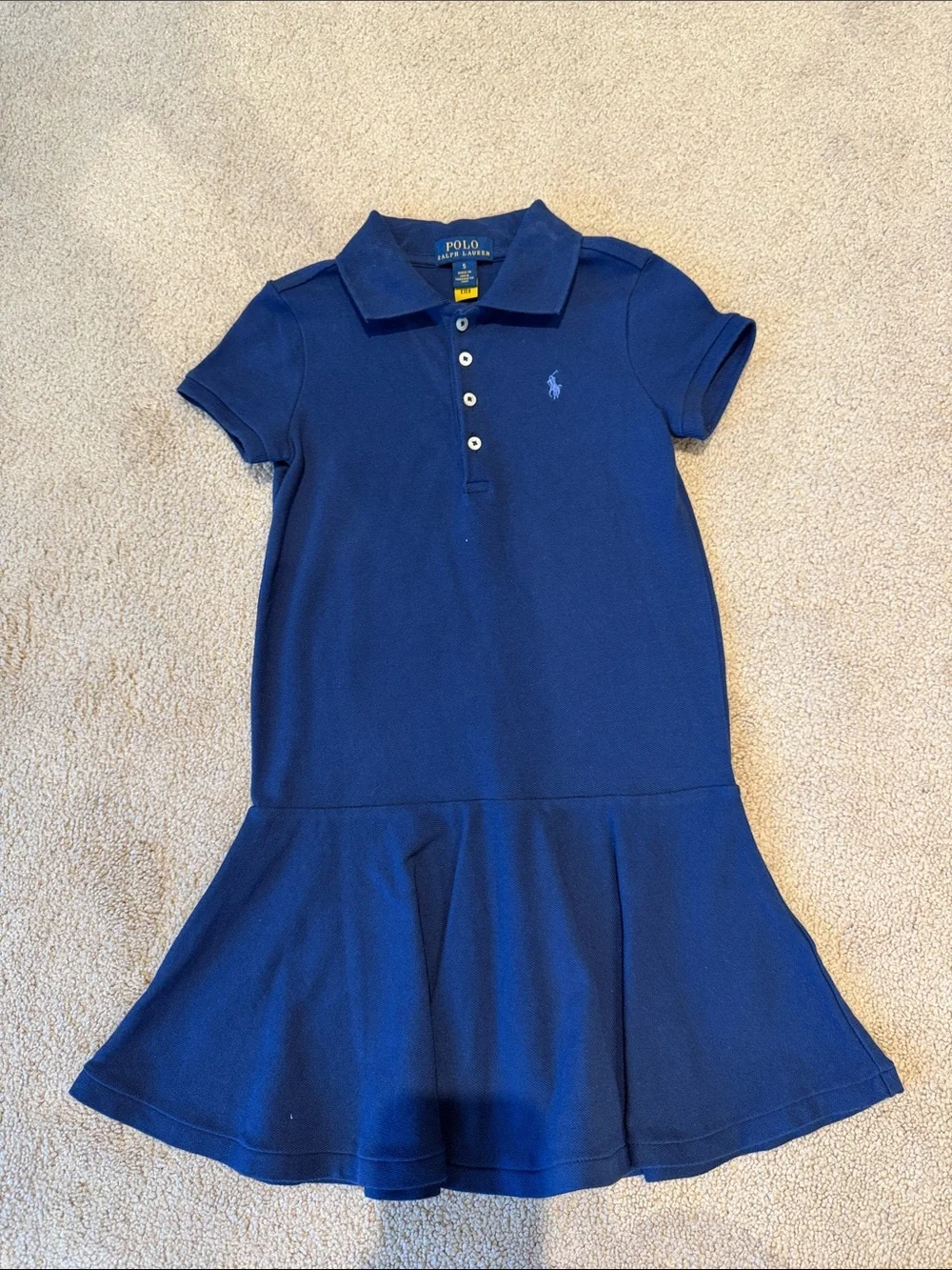 Ralph Lauren Navy Girls Polo Dress with Embroidered Pony